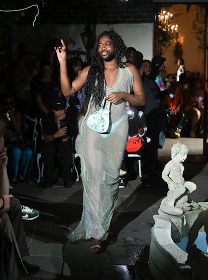 Antoni Bumba walks the runway at the Kim Shui fashion show during New York Fashion Week. 