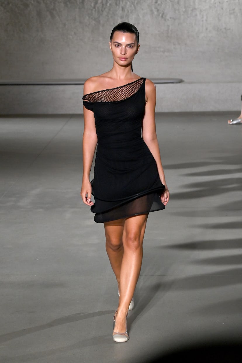 Emily Ratajkowski walks the runway during Tory Burch Spring/Summer 2024 New York Fashion Week on Sep...