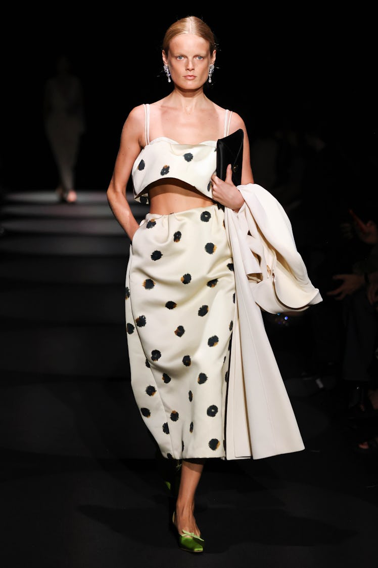 NEW YORK, NEW YORK - SEPTEMBER 11: Model Hanne Gaby Odiele walks the runway at the Altuzarra fashion...