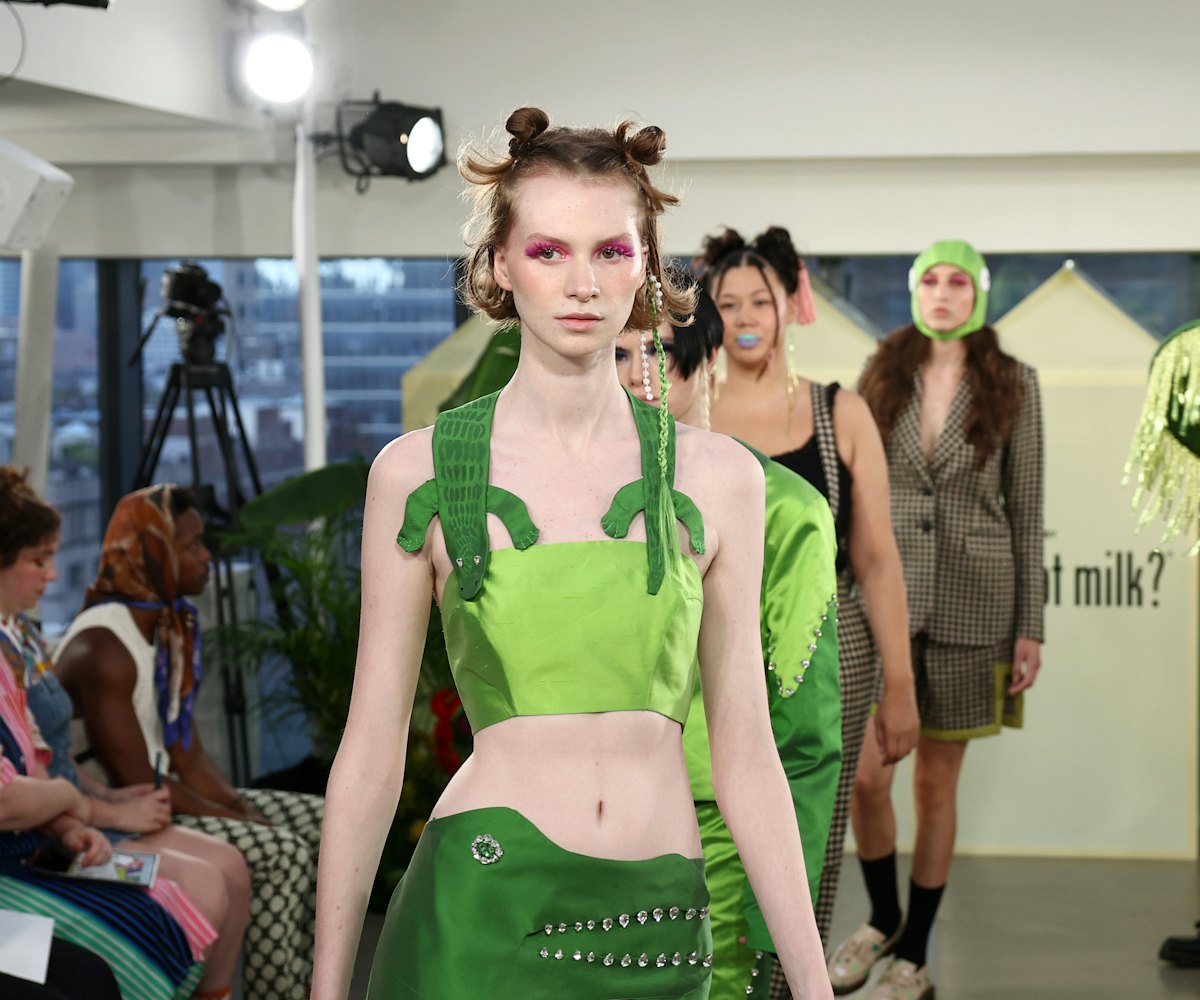 NEW YORK, NEW YORK - SEPTEMBER 11: Models walk the runway at the Melke fashion show during New York ...