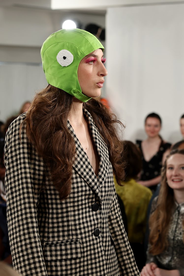 NEW YORK, NEW YORK - SEPTEMBER 11: A model walks the runway at the Melke fashion show during New Yor...