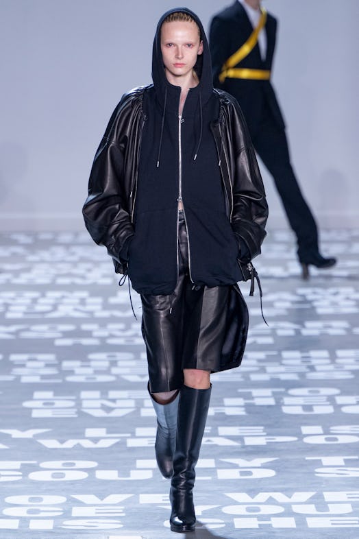 Alex Consani walks the runway during the Helmut Lang Ready to Wear Spring/Summer 2024 fashion show. 