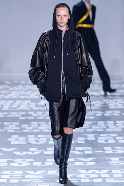 Alex Consani walks the runway during the Helmut Lang Ready to Wear Spring/Summer 2024 fashion show. 