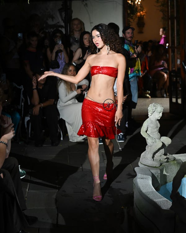 NEW YORK, NEW YORK - SEPTEMBER 09: A model walks the runway at the Kim Shui fashion show during New …