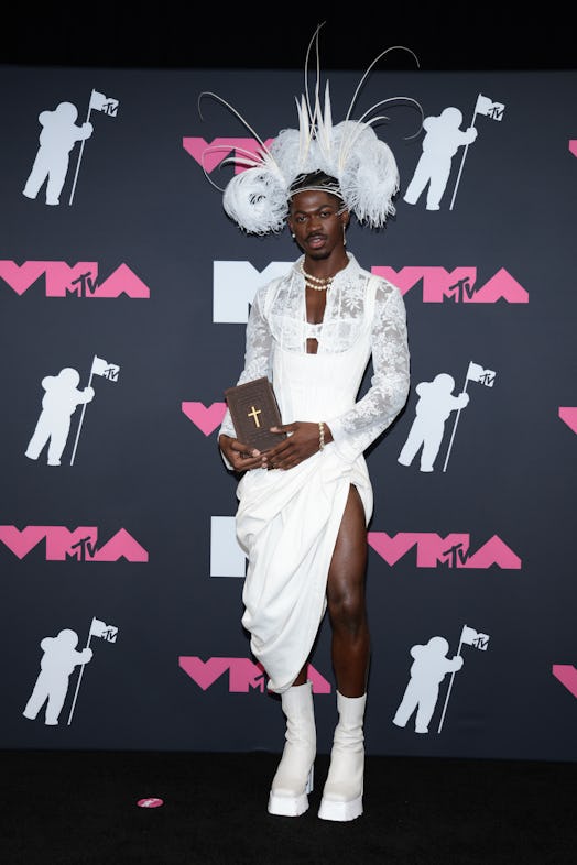 Lil Nas X poses in the press room at the 2023 MTV Video Music Awards 