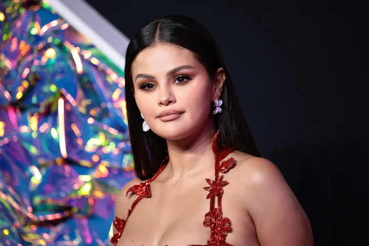 NEWARK, NEW JERSEY - SEPTEMBER 12: Selena Gomez attends the 2023 MTV Video Music Awards at the Prude...