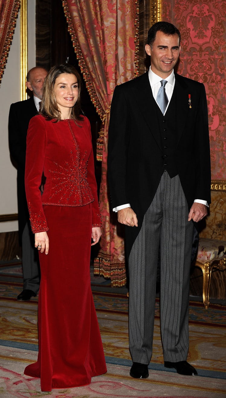 Prince Felipe and Princess Letizia of Spain attend  the annual Foreign Ambassadors Reception, at The...