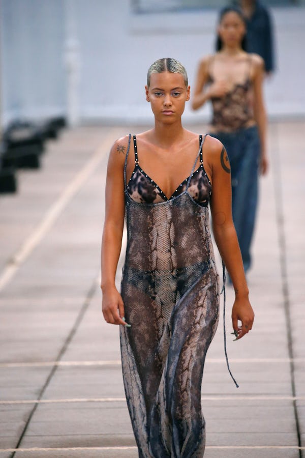 A model walks the runway wearing PRISCAVera during New York Fashion Week 2023.