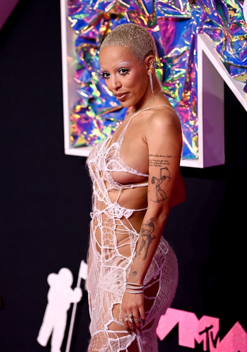 Doja Cat wore a see-through webbed dress to the 2023 MTV Video Music Awards.