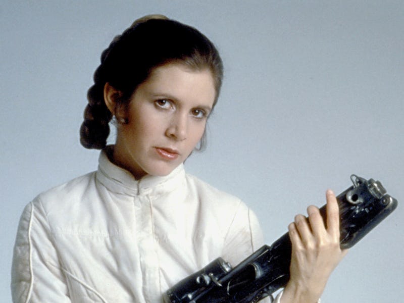 American actress Carrie Fisher on the set of Star Wars: Episode V - The Empire Strikes Back directed...