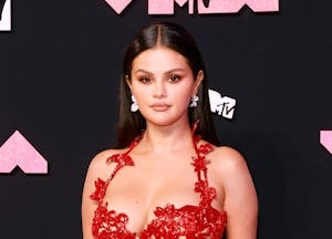 NEWARK, NEW JERSEY - SEPTEMBER 12: Selena Gomez attends the 2023 MTV Video Music Awards at Prudentia...