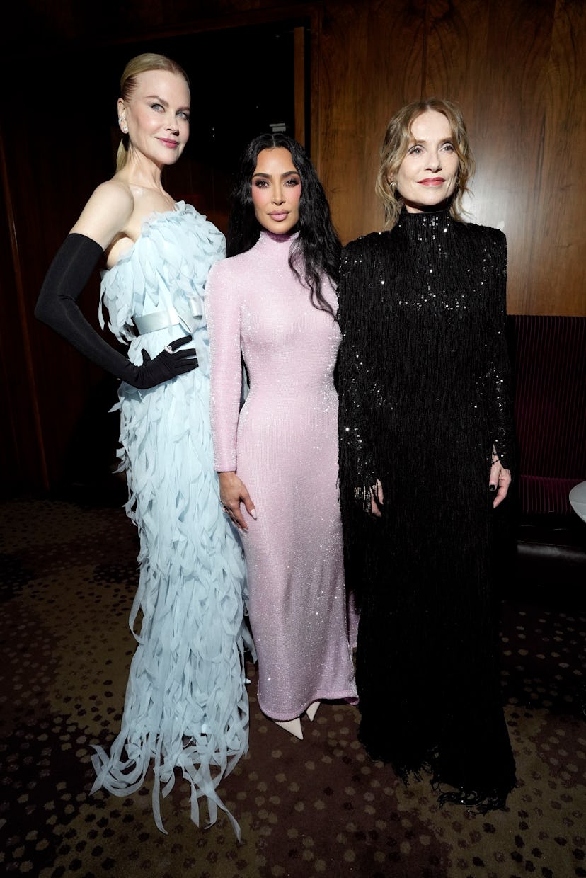 NEW YORK, NEW YORK - SEPTEMBER 12: (L-R) Nicole Kidman, Kim Kardashian, and Isabelle Huppert attend ...