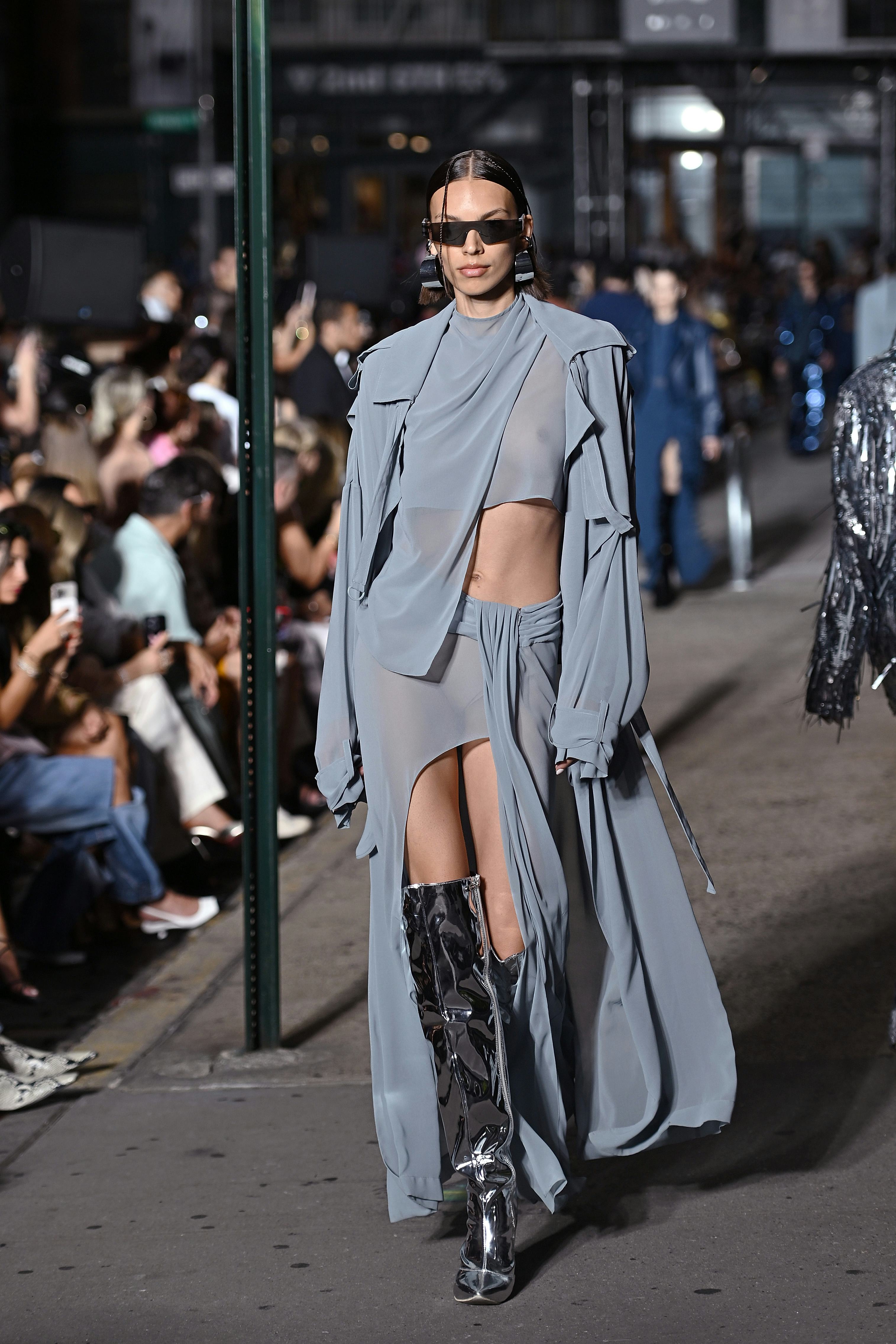 A model walks the runway at the LaPointe show during New York Fashion Week.