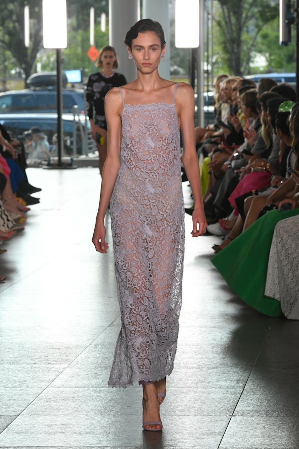 A model walks the runway for Carolina Herrera during New York Fashion Week. 