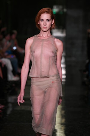 A model walks the runway at the Eckhaus Latta show during New York Fashion Week. 