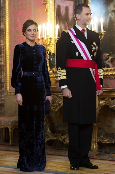 Queen Letizia of Spain and King Felipe VI of Spain attend the Pascua Militar ceremony at the Royal P...