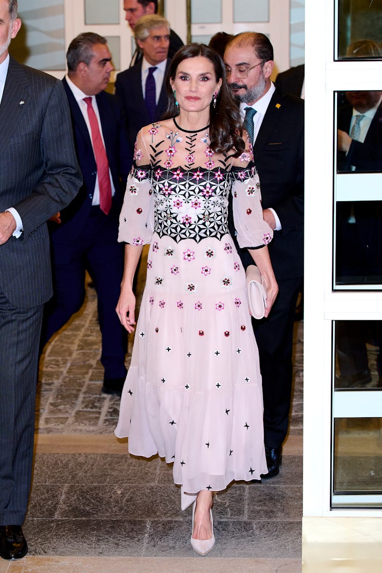 Queen Letizia of Spain attends the "National Culture Awards 2021" at the Pignatelli building on Febr...