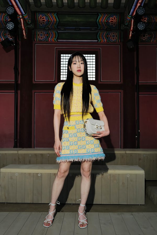 Kim Si-Eun attends the Gucci Seoul Cruise 2024 fashion show at Gyeongbokgung Palace.