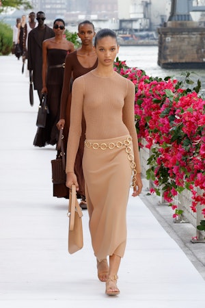 A model walks the runway for Michael Kors during New York Fashion Week. 