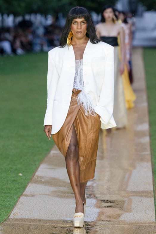 Richie Shazam walks the runway during the Prabal Gurung Ready to Wear Spring/Summer 2024 fashion sho…