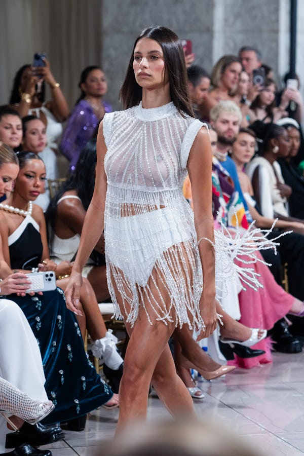 Bruna Lirio walks the runway during the PatBo fashion show during New York Fashion Week.