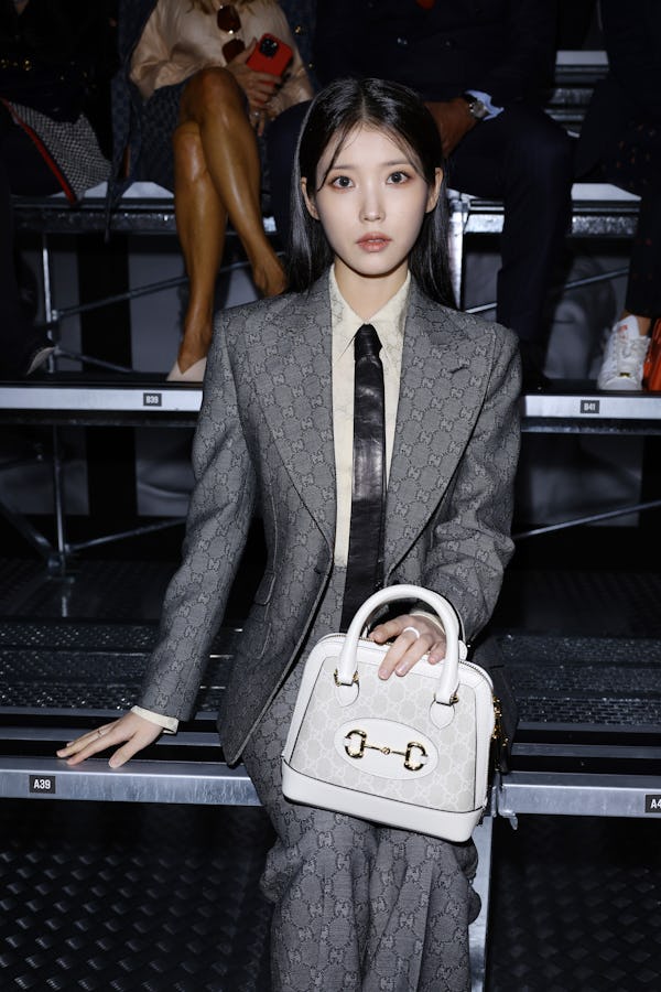 Lee Ji-eun, know as IU, is seen at the Gucci Show during Milan Fashion Week Spring/Summer 2023. 