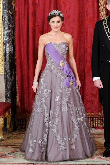 Queen Letizia of Spain attends a Gala Dinner in honour of Peruvian President Martin Alberto Vizcarra...