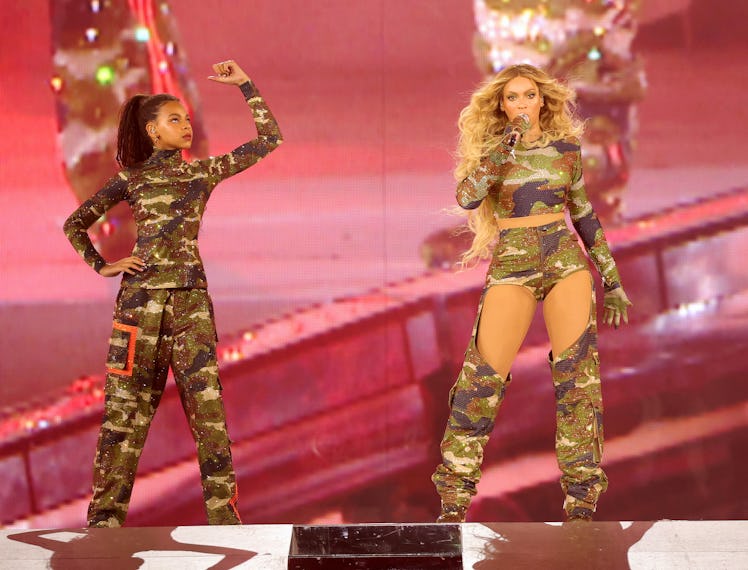 Blue Ive Carter and Beyoncé perform onstage