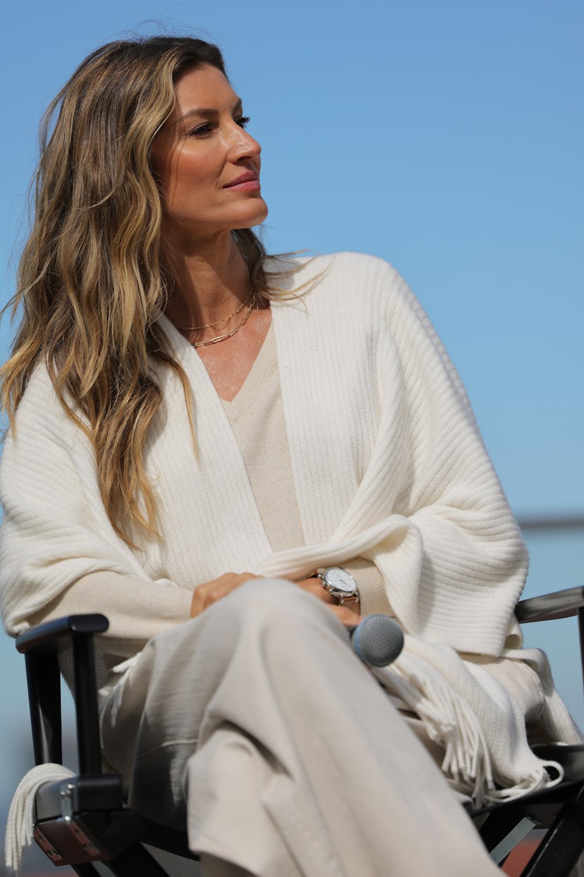 Gisele Bündchen speaks at the Gisele Bündchen x Gaia Herbs Launch Event on September 15, 2023 in New...
