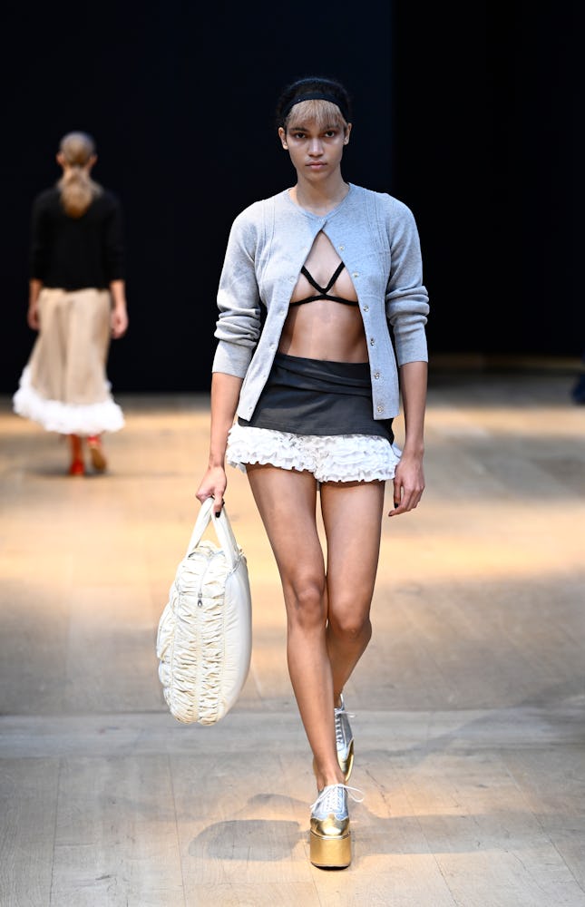 A model walks the runway at the Molly Goddard show during London Fashion Week 