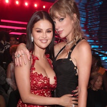 Selena Gomez and Taylor Swift at the 2023 MTV Video Music Awards held at Prudential Center on Septem...