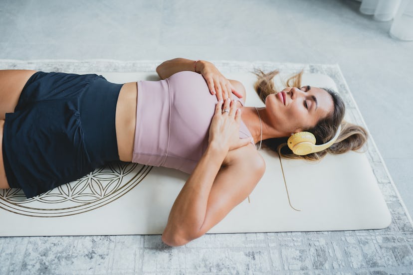 Savasana or corpse pose is an ideal way to relax.