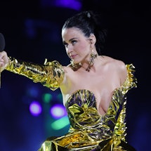 TOPSHOT - US artist Katy Perry performs inside Windsor Castle grounds at the Coronation Concert, in ...