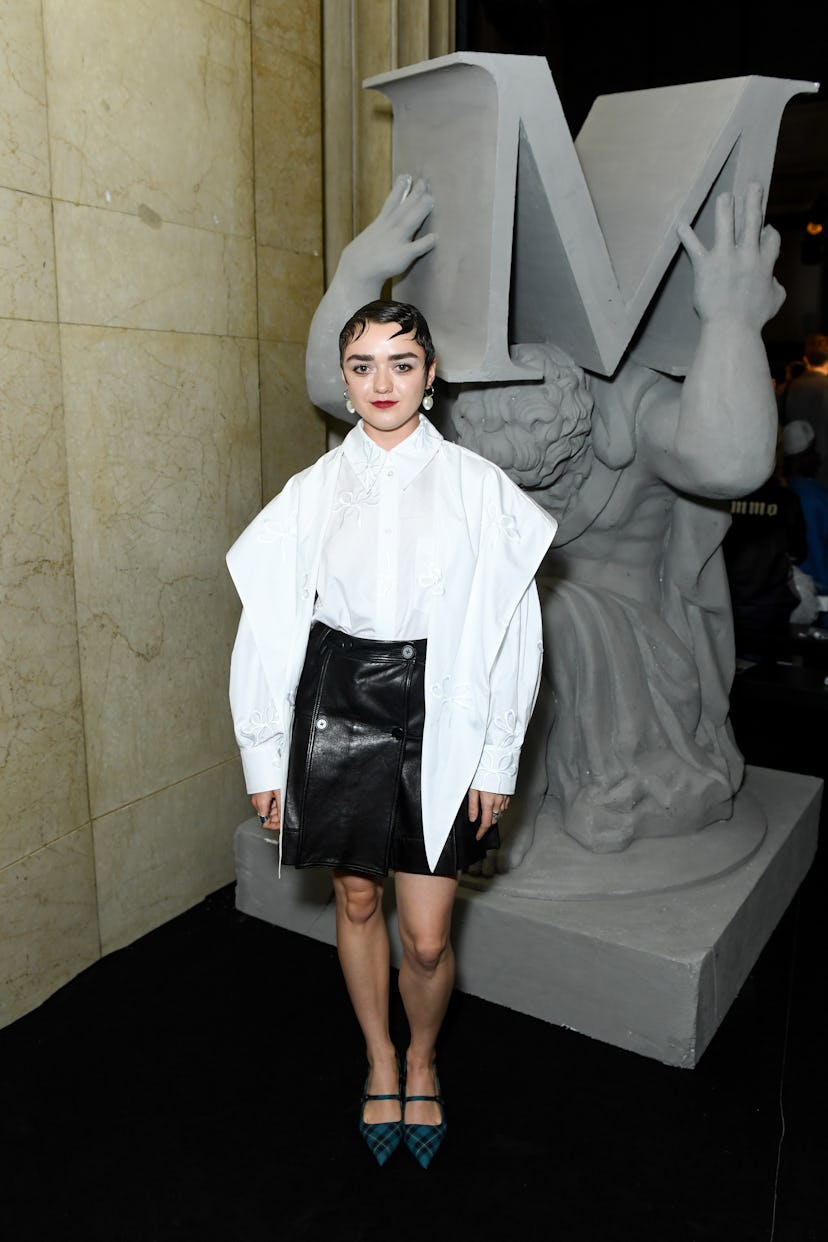 LONDON, ENGLAND - SEPTEMBER 16: Maisie Williams attends the MAINS Runway Show during London Fashion ...