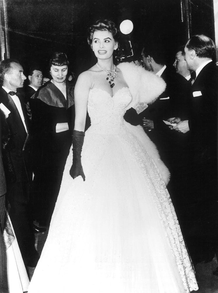 During Cannes Film Festival, the Italian actress Sophia LOREN arrived at the Ambassadeurs for a rece...