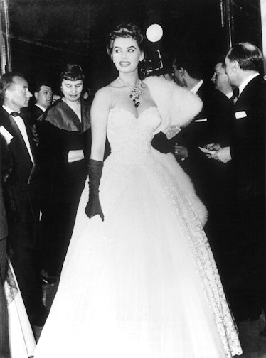 During Cannes Film Festival, the Italian actress Sophia LOREN arrived at the Ambassadeurs for a rece...