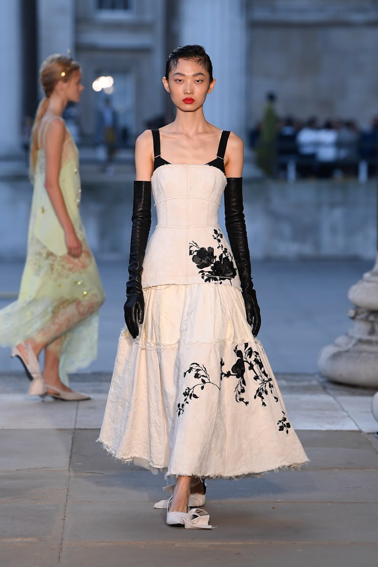 Model on the runway at the Erdem Spring 2024 Ready To Wear Fashion Show held at The British Museum o...