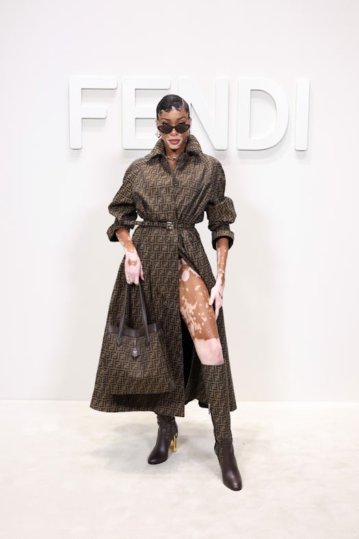 Winnie Harlow attends the Fendi Spring Summer 2024 fashion show on September 20, 2023 in Milan, Ital...
