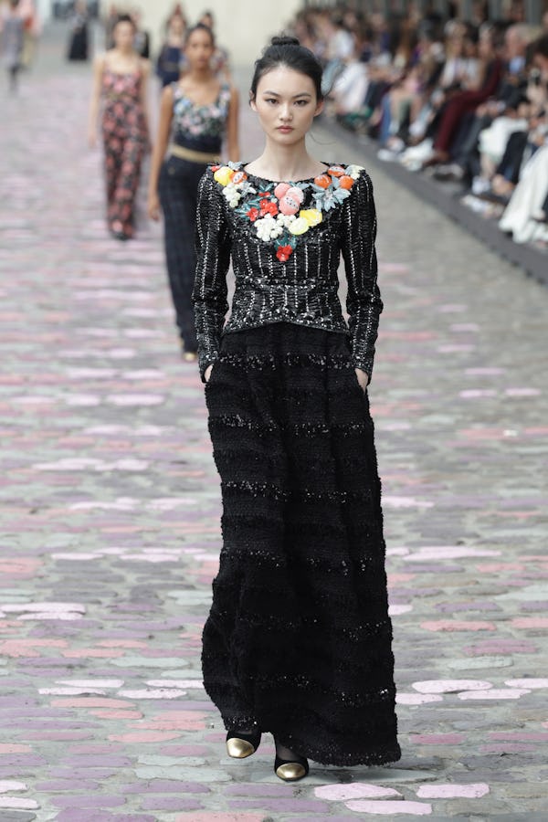 A model walks the runway during the Chanel Haute Couture Fall/Winter 2023/2024 show at Paris Fashion...