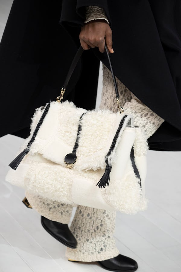 Chloe shearling bag at Fall/Winter 2023-2024 fashion show as part of the Paris Fashion Week