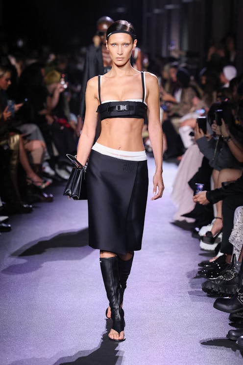 Bella Hadid walks the runway during the Miu Miu at paris fashion week