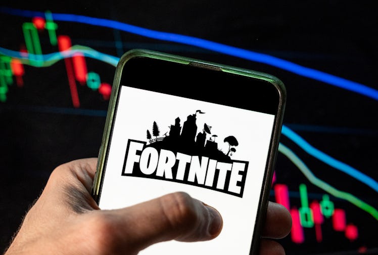 CHINA - 2021/12/09: In this photo illustration the online video game by Epic Games company Fortnite ...