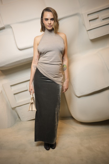 Cara Delevingne at the Fendi Spring 2024 Ready To Wear Fashion Show on September 20, 2023 in Milan, ...