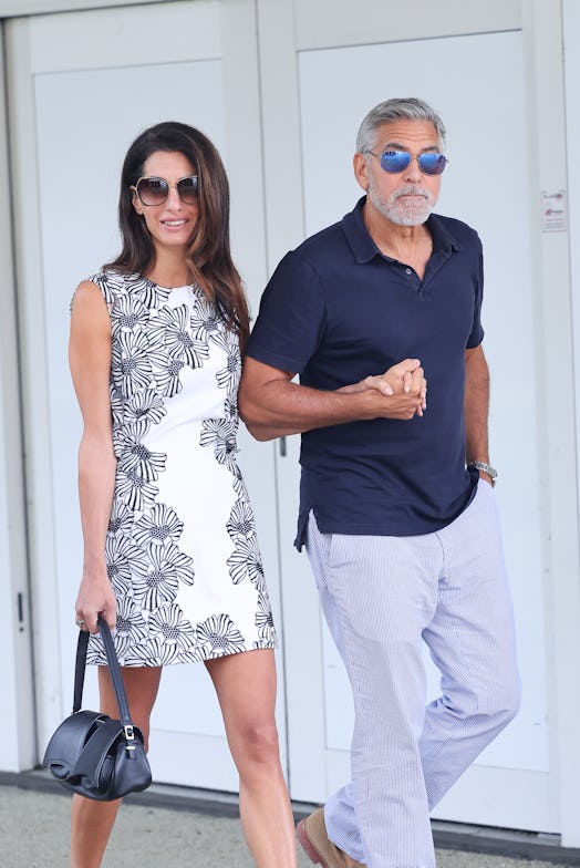 Amal Clooney hair color and George Clooney at Venice Film Fest 2023