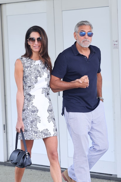 Amal Clooney hair color and George Clooney at Venice Film Fest 2023
