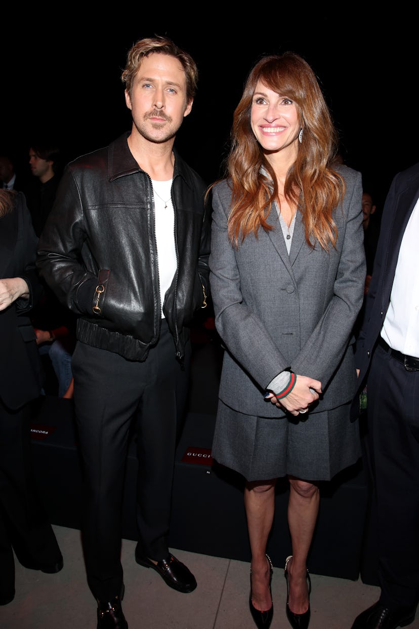 MILAN, ITALY - SEPTEMBER 22: Ryan Gosling and Julia Roberts are seen at Gucci Ancora during Milan Fa...