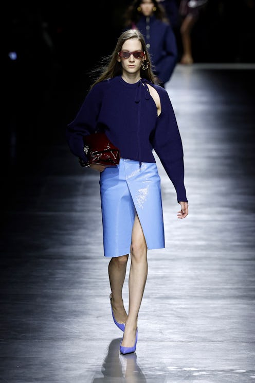 A model walks the runway at the Gucci fashion show