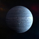 Illustration of WASP-76b, an exoplanet whose weather systems include rainclouds of molten iron, crea...