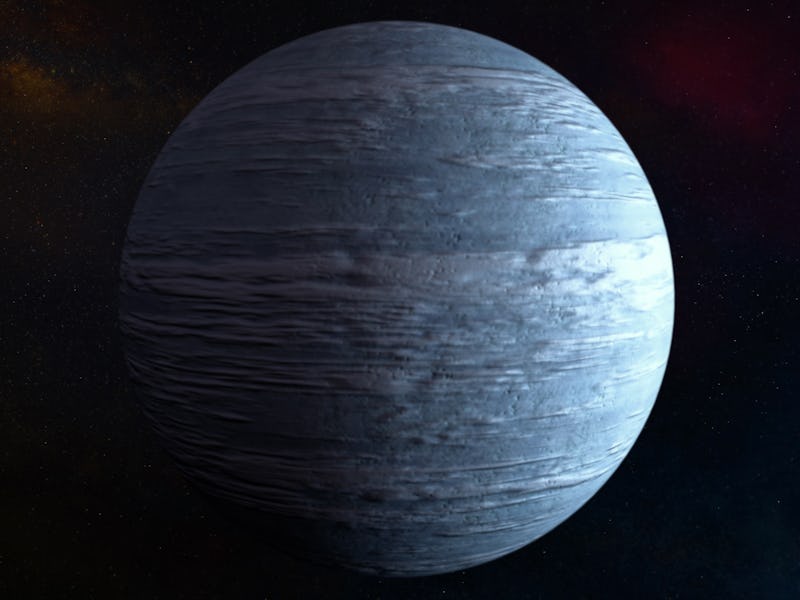 Illustration of WASP-76b, an exoplanet whose weather systems include rainclouds of molten iron, crea...