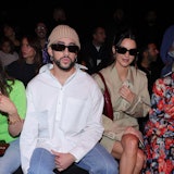 Bad Bunny and Kendall Jenner are seen at Gucci Ancora during Milan Fasion week on September 22, 2023...